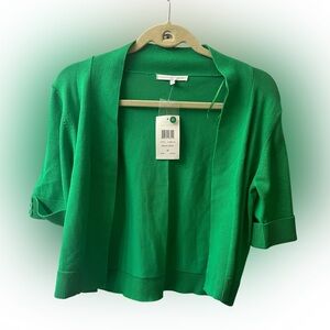 NWT Linda Matthew’s Green Short sleeve shrug Size Medium. #10272